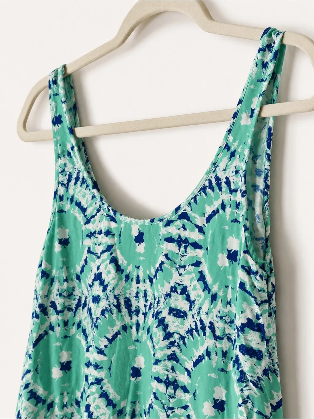 Tori Richard Honolulu Aqua Blue Abstract Print Rayon Swing Mini Dress Size 2